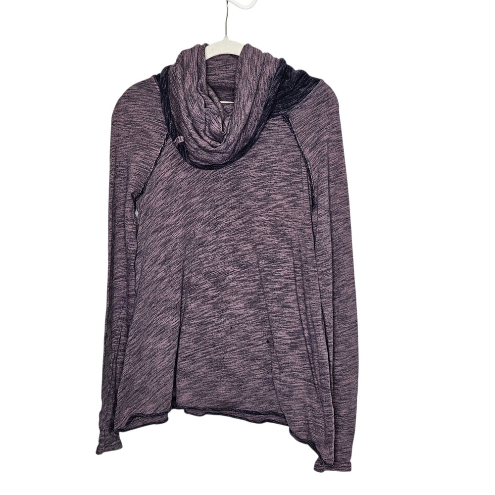 FP Beach Free People Beachy Cowl Neck Long Sleeve Top Heathered Purple